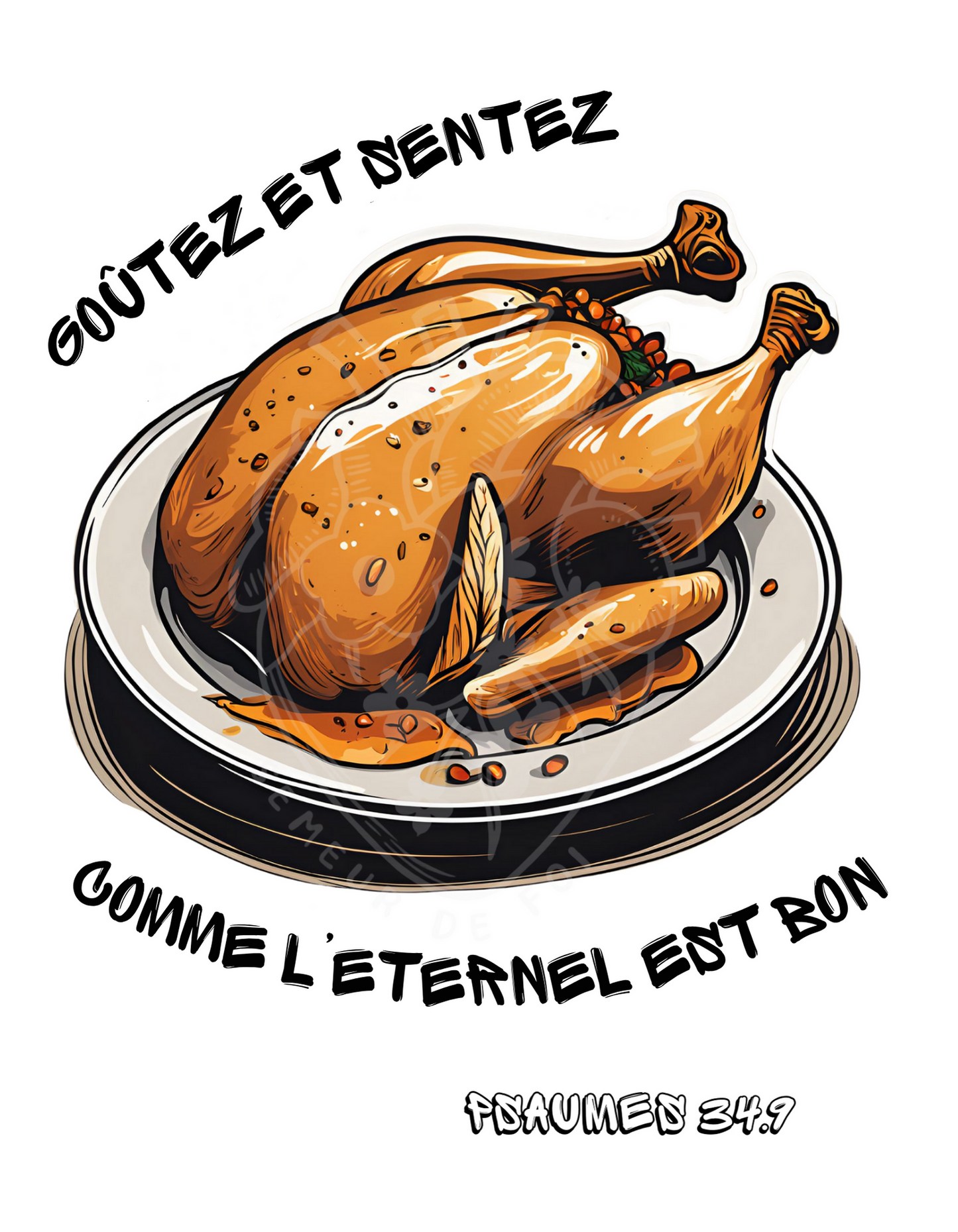 T-shirt chrétien oversize – Psaumes 34:9 “Poulet”