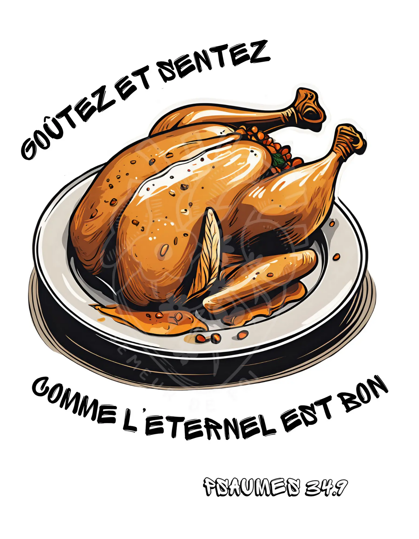 T-shirt chrétien oversize – Psaumes 34:9 “Poulet” Ma boutique