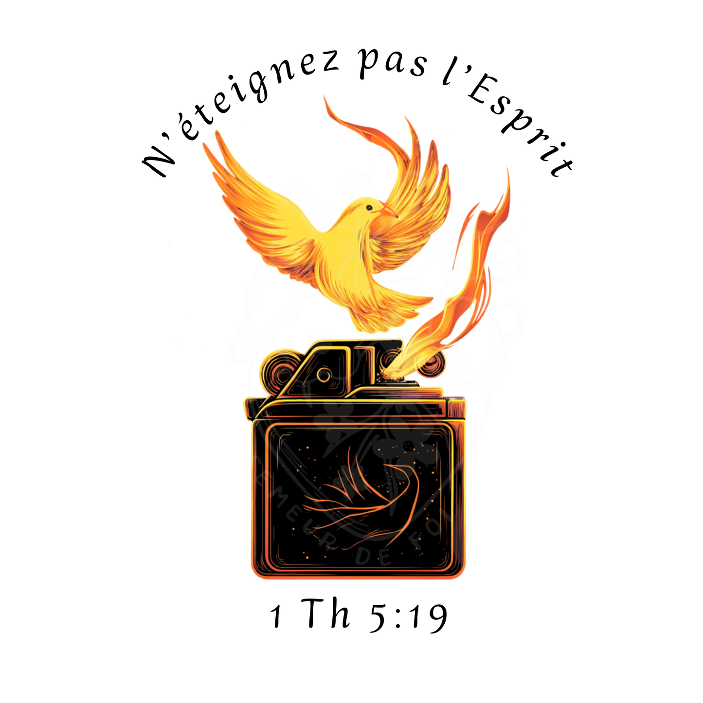T-shirt chrétien en coton bio – Flamme du Saint-Esprit & 1 Thessaloniciens 5:19