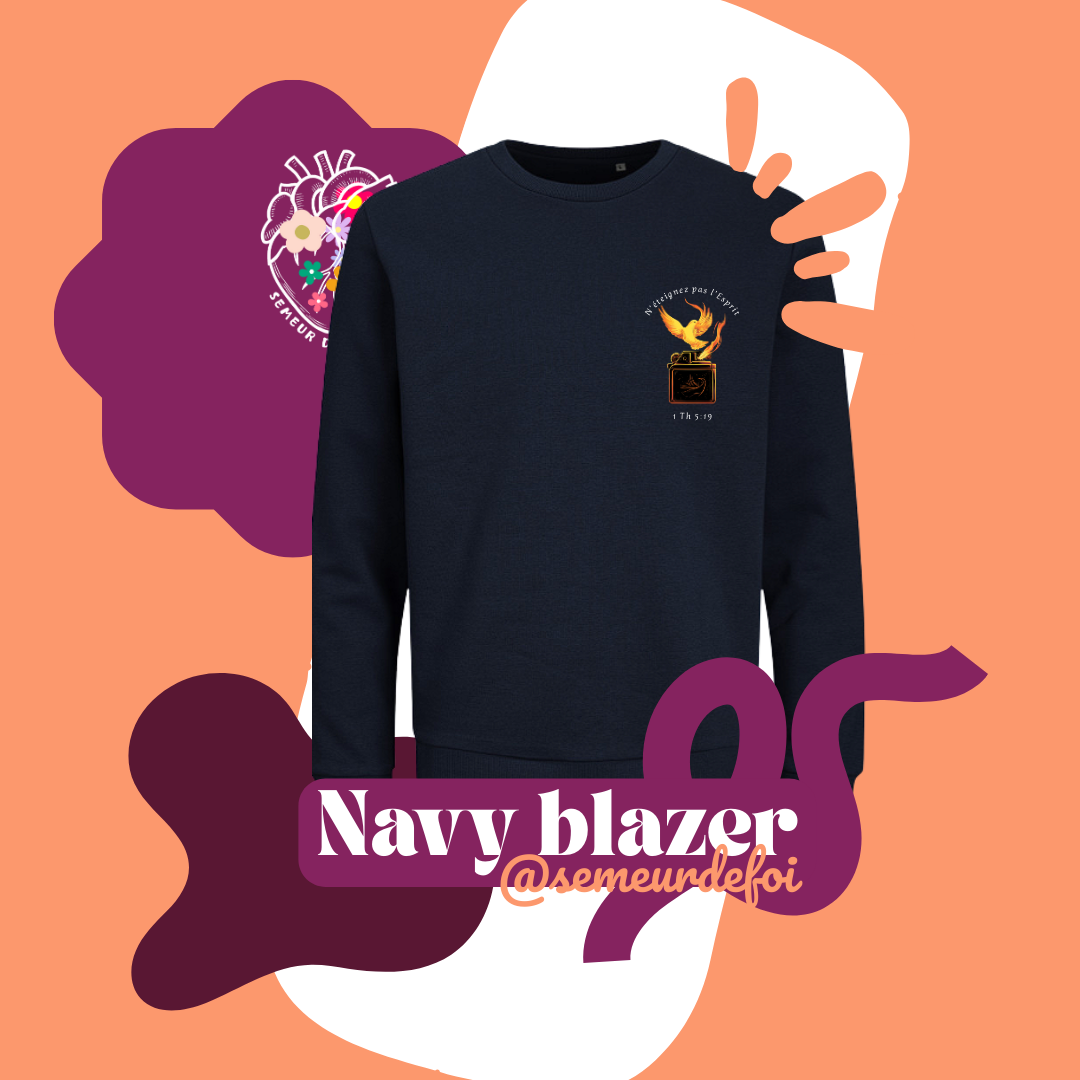 sweat chrétien en coton bio – Flamme du Saint-Esprit & 1 Thessaloniciens 5:19 Semeur de foi