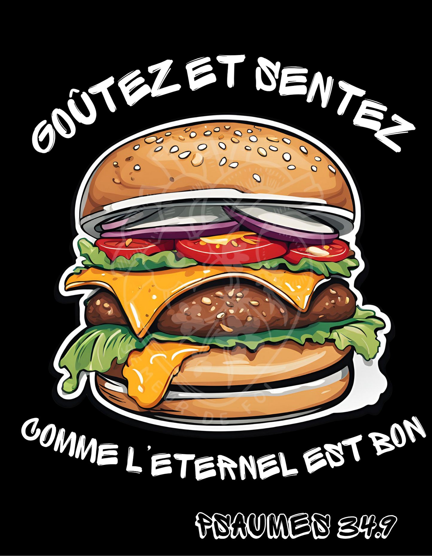 T-shirt chrétien oversize – Psaumes 34:9 “Burger”