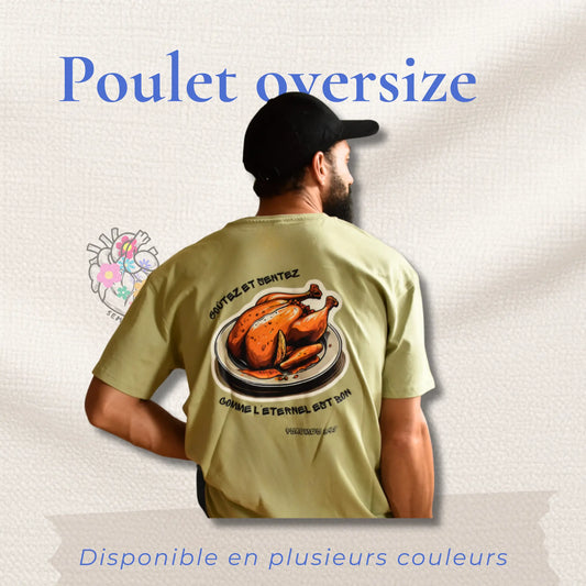T-shirt chrétien oversize – Psaumes 34:9 “Poulet” Ma boutique