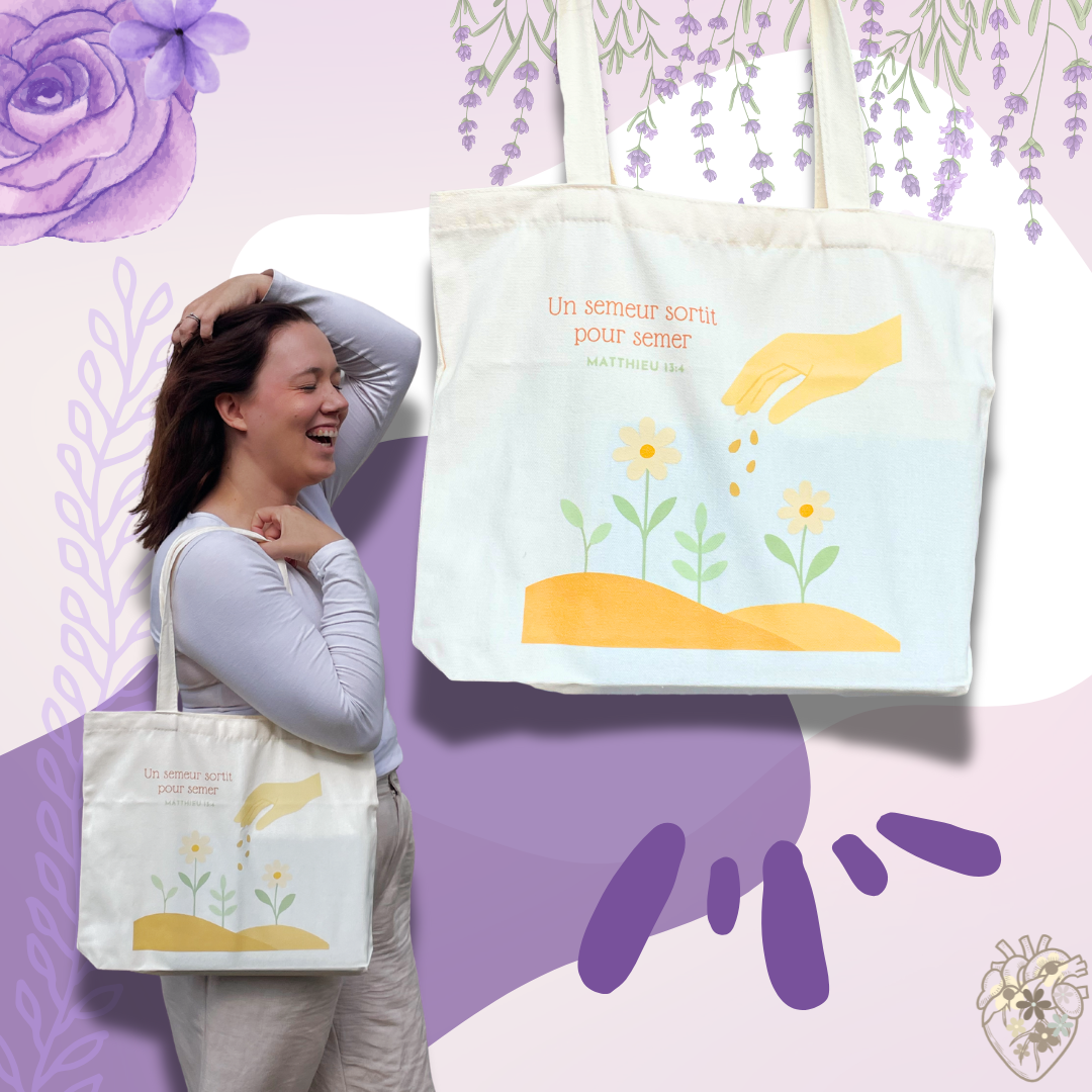 Kit chrétien édition limitée – Tote bag “Un semeur” + Livre surprise Semeur de foi