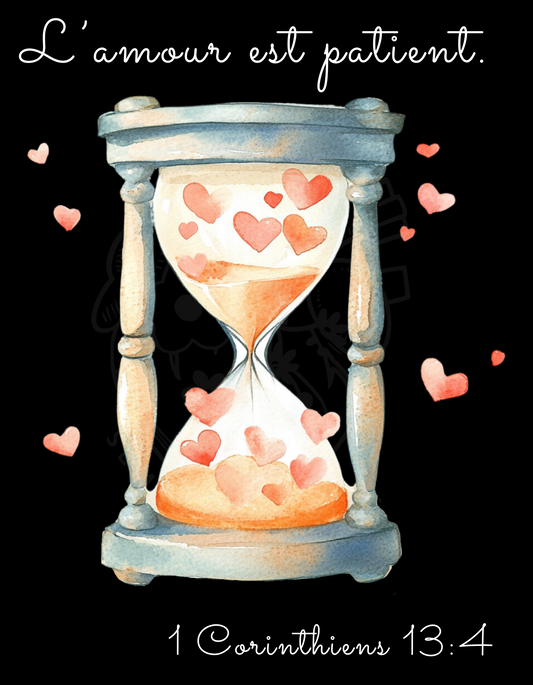 T-shirt chrétien en coton bio – Sablier & Message d’Amour Éternel