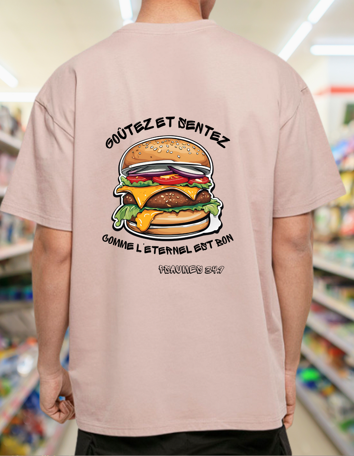 T-shirt OVERSIZE - BURGER - Psaumes 34:9
