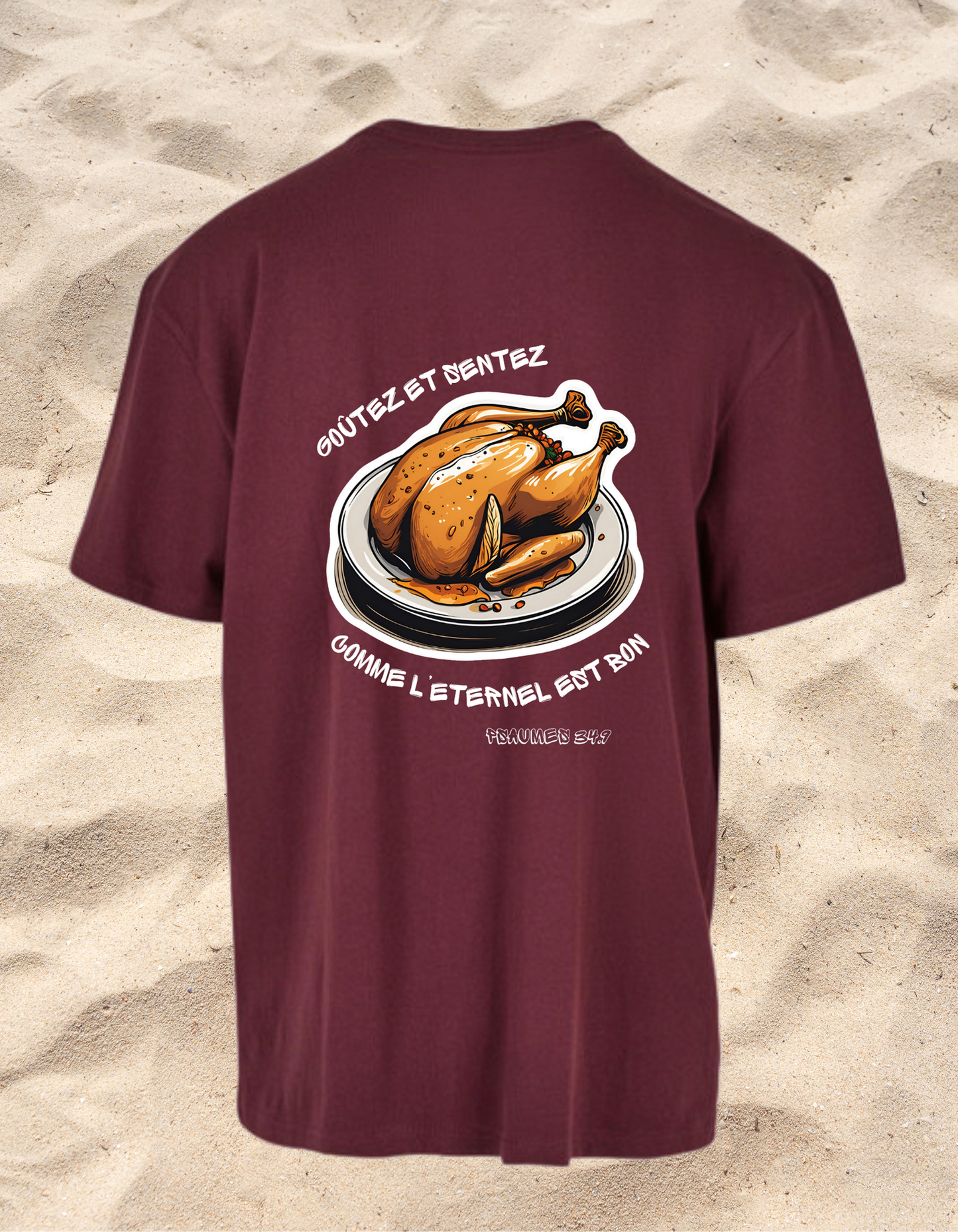 T-shirt chrétien oversize – Psaumes 34:9 “Poulet”