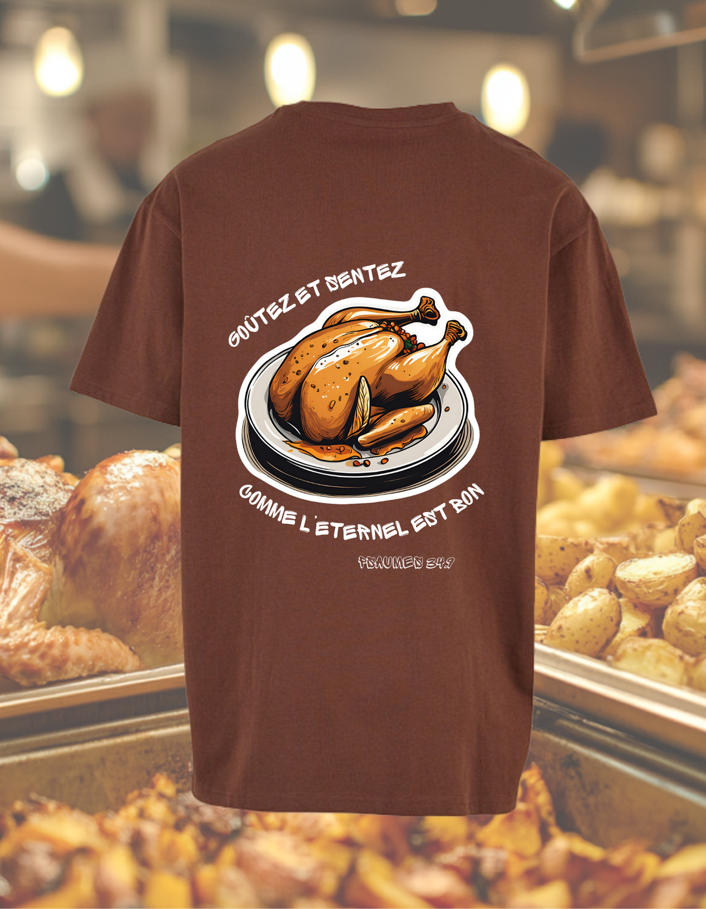 T-shirt chrétien oversize – Psaumes 34:9 “Poulet”