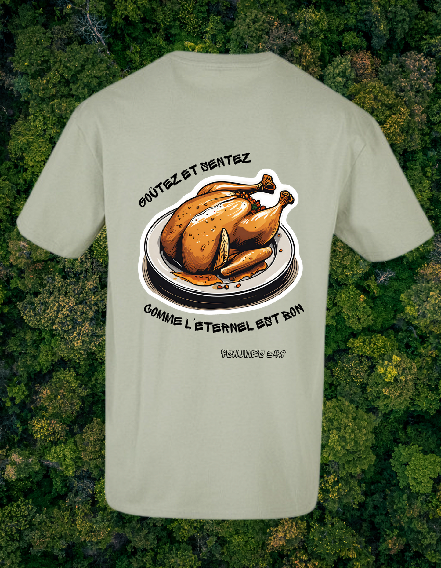 T-shirt chrétien oversize – Psaumes 34:9 “Poulet”