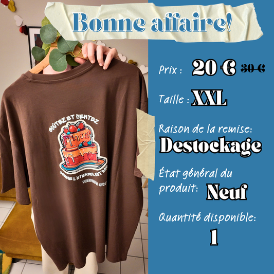 [bonnes affaires] T-shirt chrétien oversize – Psaumes 34:9 “Goûtez et voyez” - GATEAU - Chocolate brown - XXL Semeur de foi