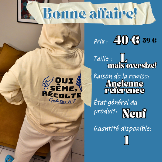 [bonnes affaires] Sweat-shirt coton bio chrétien mixte - Galates 6:7 - L oversized - Semeur de foi