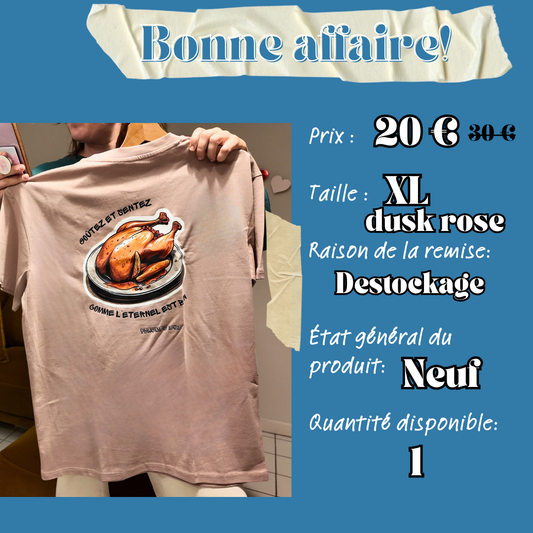 [bonnes affaires] T-shirt chrétien oversize – Psaumes 34:9 “Poulet” - DUSK ROSE - XL Ma boutique