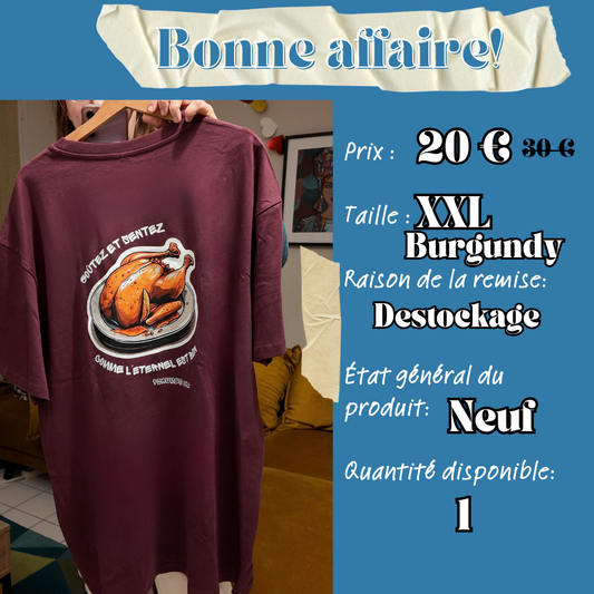 [bonnes affaires] T-shirt chrétien oversize – Psaumes 34:9 “Poulet” - BURGUNDI XXL Ma boutique