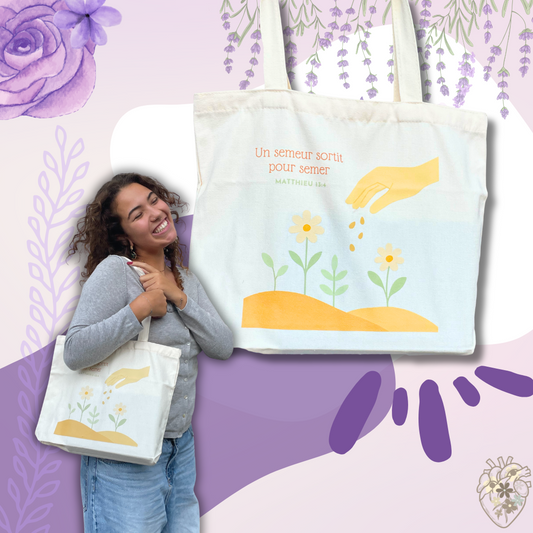 Kit chrétien édition limitée – Tote bag “Un semeur” + Livre surprise
