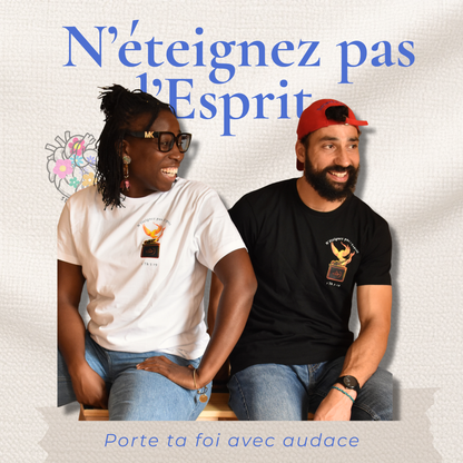 T-shirt chrétien en coton bio – Flamme du Saint-Esprit & 1 Thessaloniciens 5:19