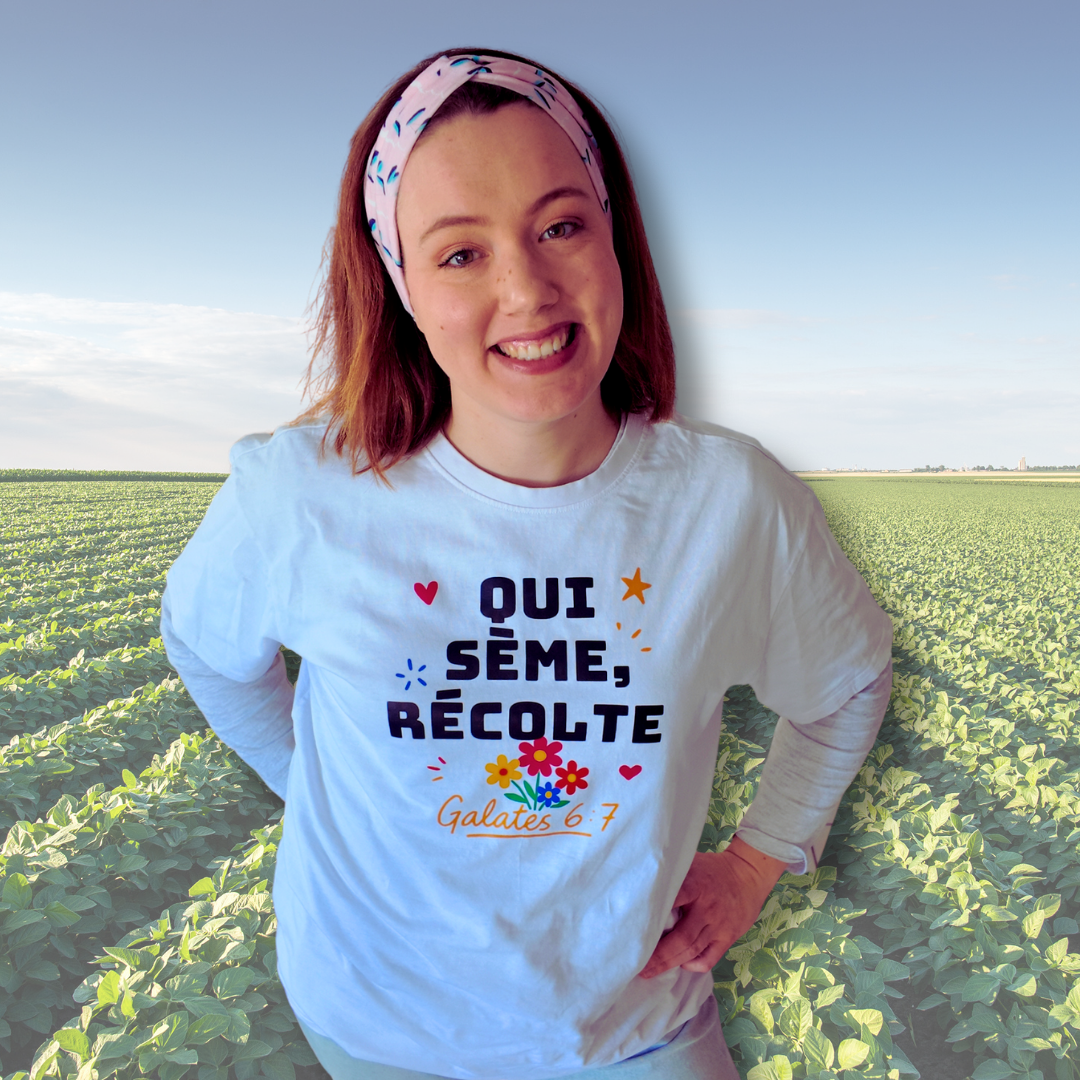 🌼 T-shirt chrétien unisexe – « Qui sème, récolte » (Galates 6:7) Ma boutique