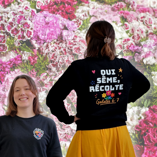 Sweat shirt chrétien unisexe – « Qui sème, récolte » multicolore! (Galates 6:7) Semeur de foi