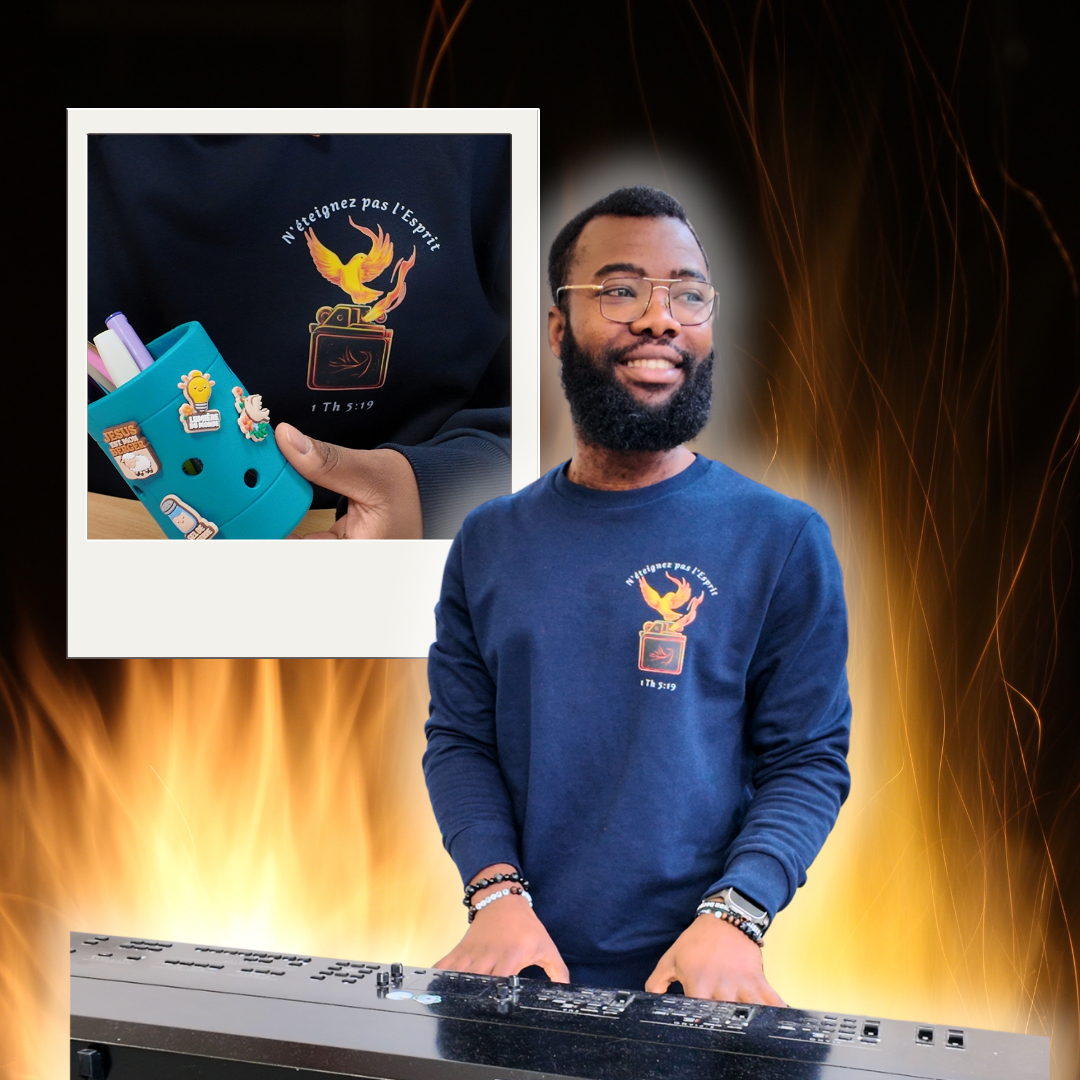 sweat chrétien en coton bio – Flamme du Saint-Esprit & 1 Thessaloniciens 5:19 Semeur de foi