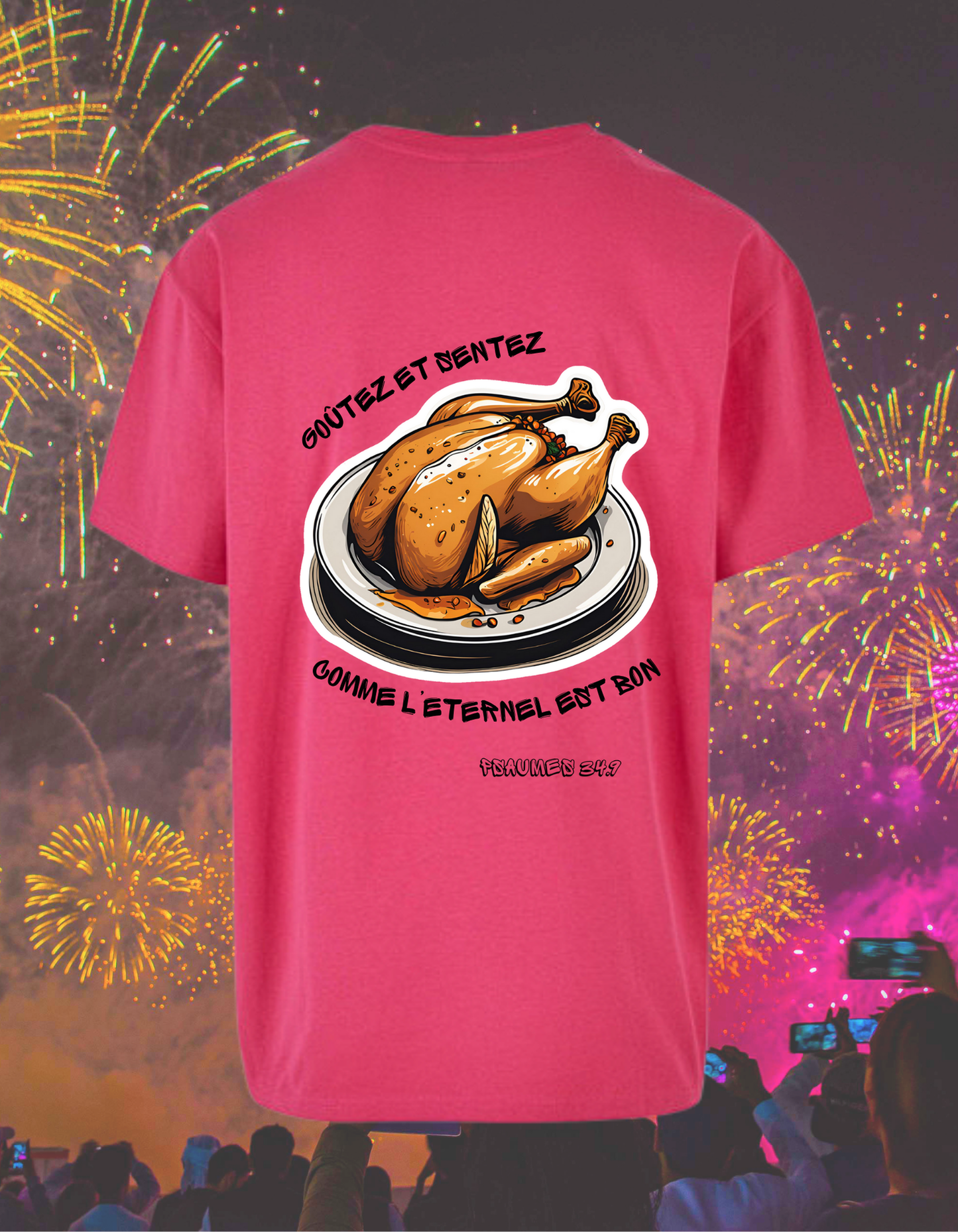 T-shirt chrétien oversize – Psaumes 34:9 “Poulet”