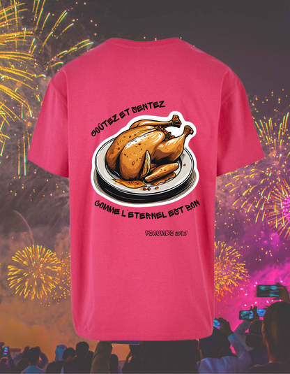 T-shirt chrétien oversize – Psaumes 34:9 “Poulet”