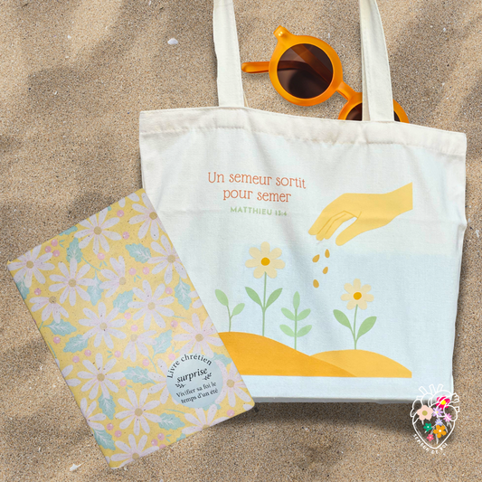 Kit chrétien édition limitée – Tote bag “Un semeur” + Livre surprise